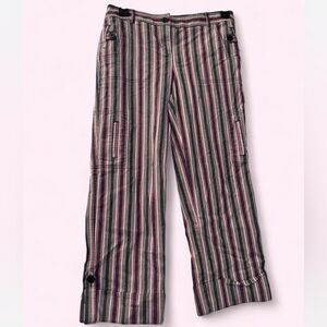 LOFT Pink and Black Striped Pants